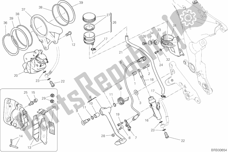 All parts for the Rear Braking System of the Ducati Multistrada 1260 S Pikes Peak 2020